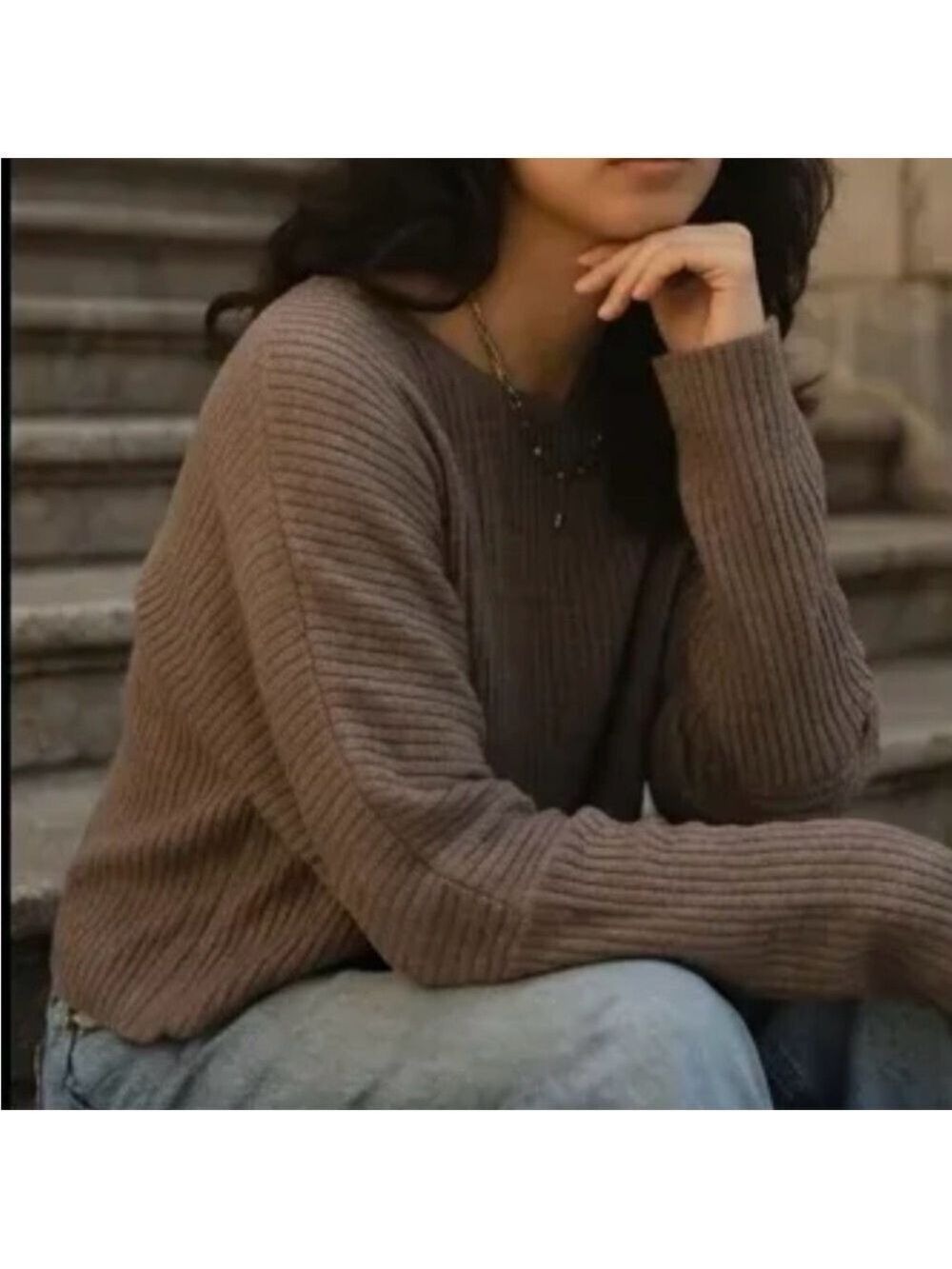 Cozy Ribbed Dark Mocha Oversized Sweater